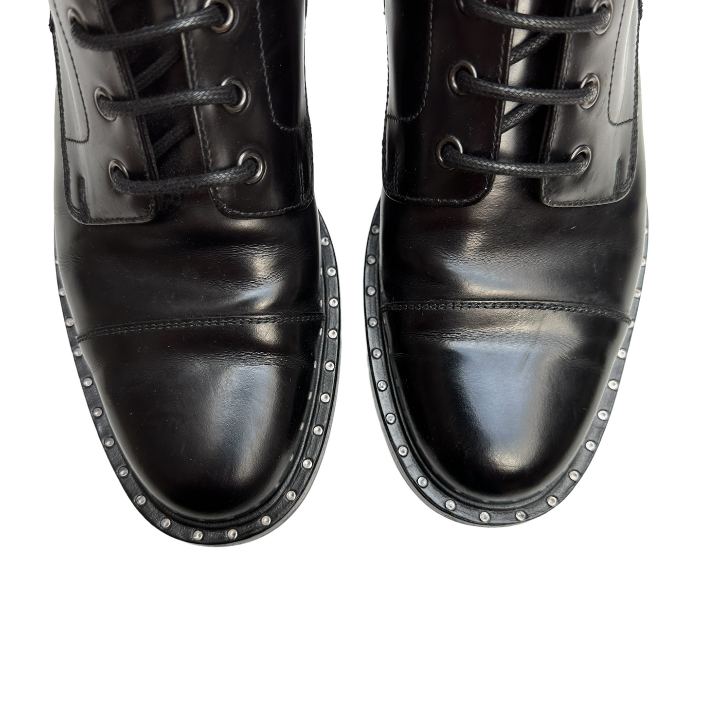 Black Leather Combat Boots - 8