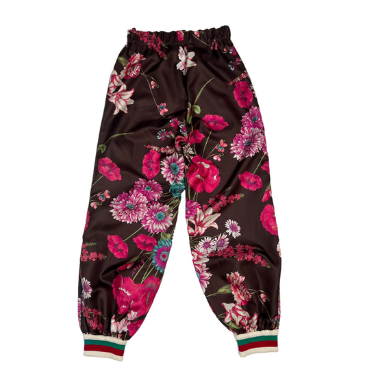 Brown & Floral Print Pants - S