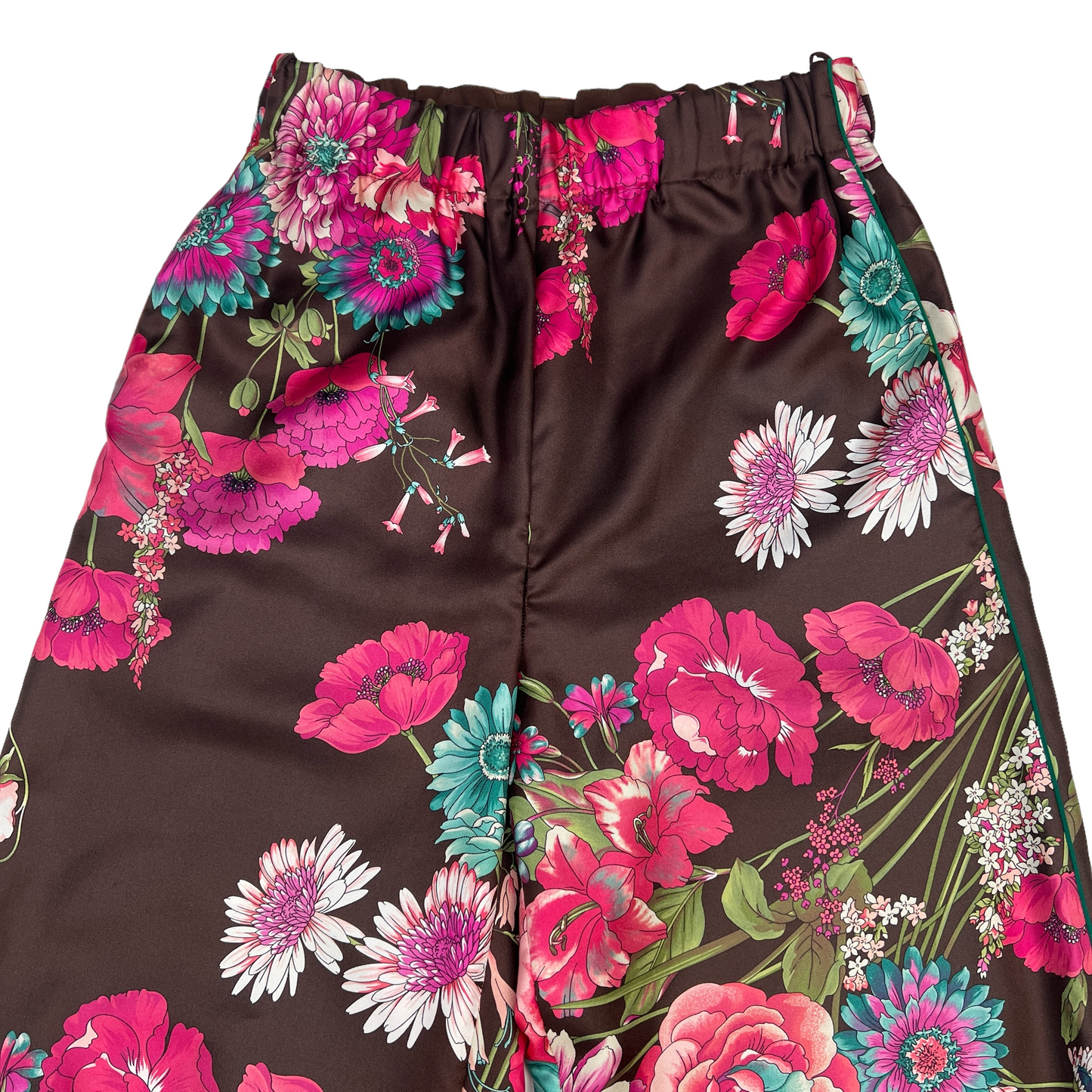 Brown & Floral Print Pants - S