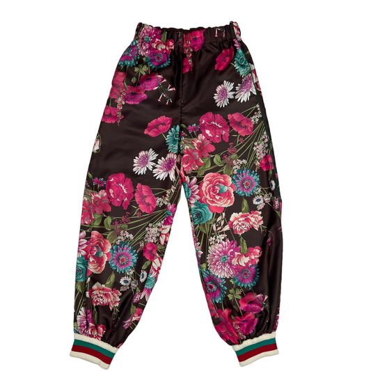 Brown & Floral Print Pants - S