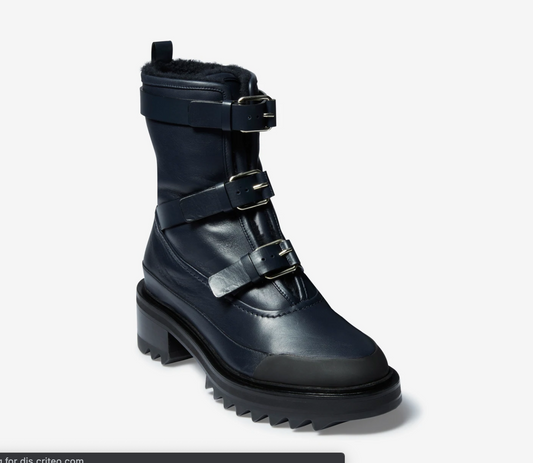 Buckle-Up Shearling Boots - 8.5