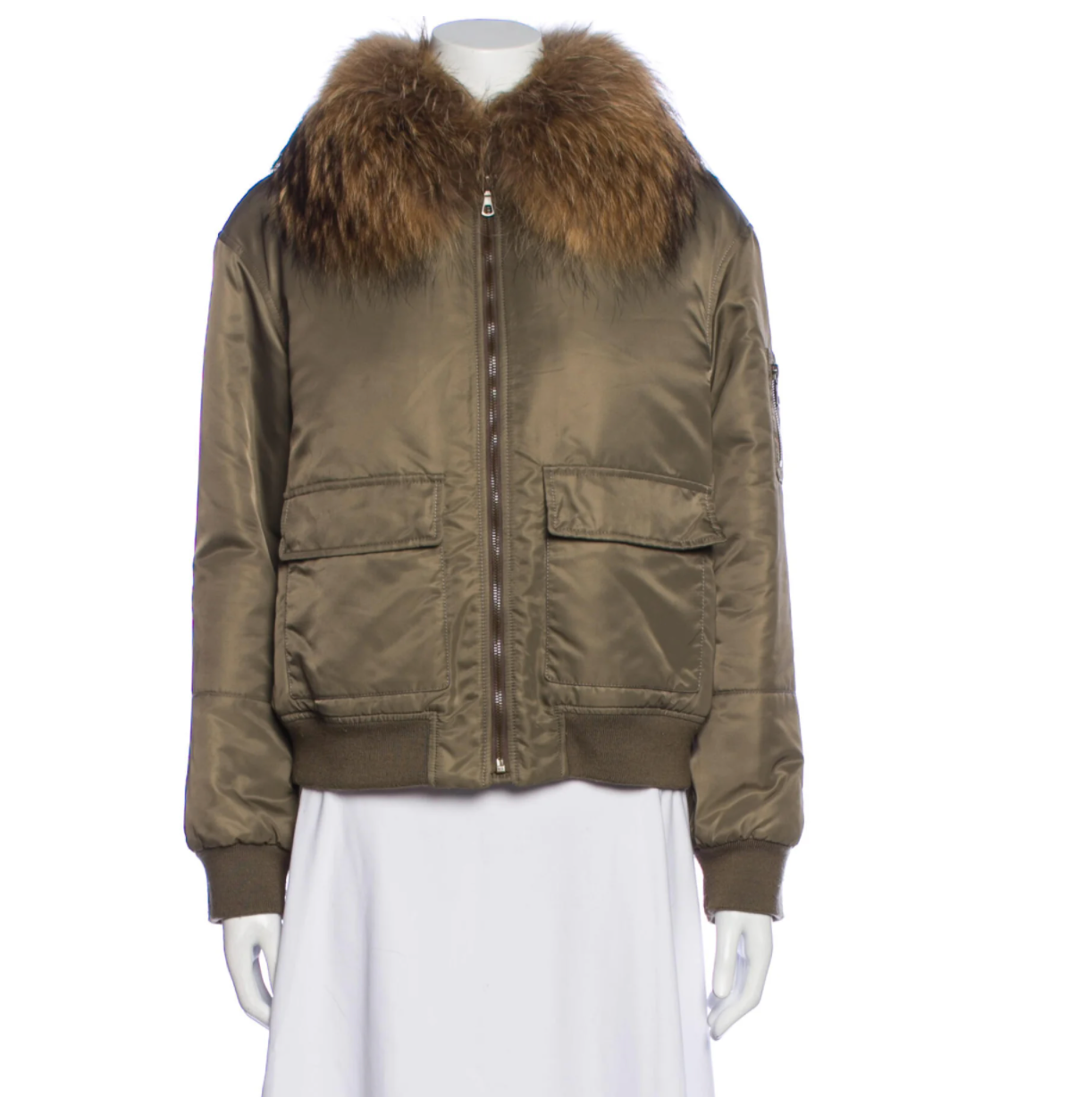 Army Kaki Fur Coat - M