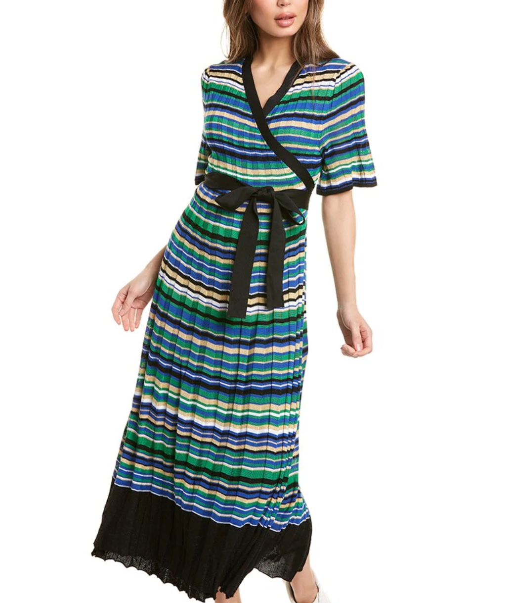 Knitted maxi wrap dress - S