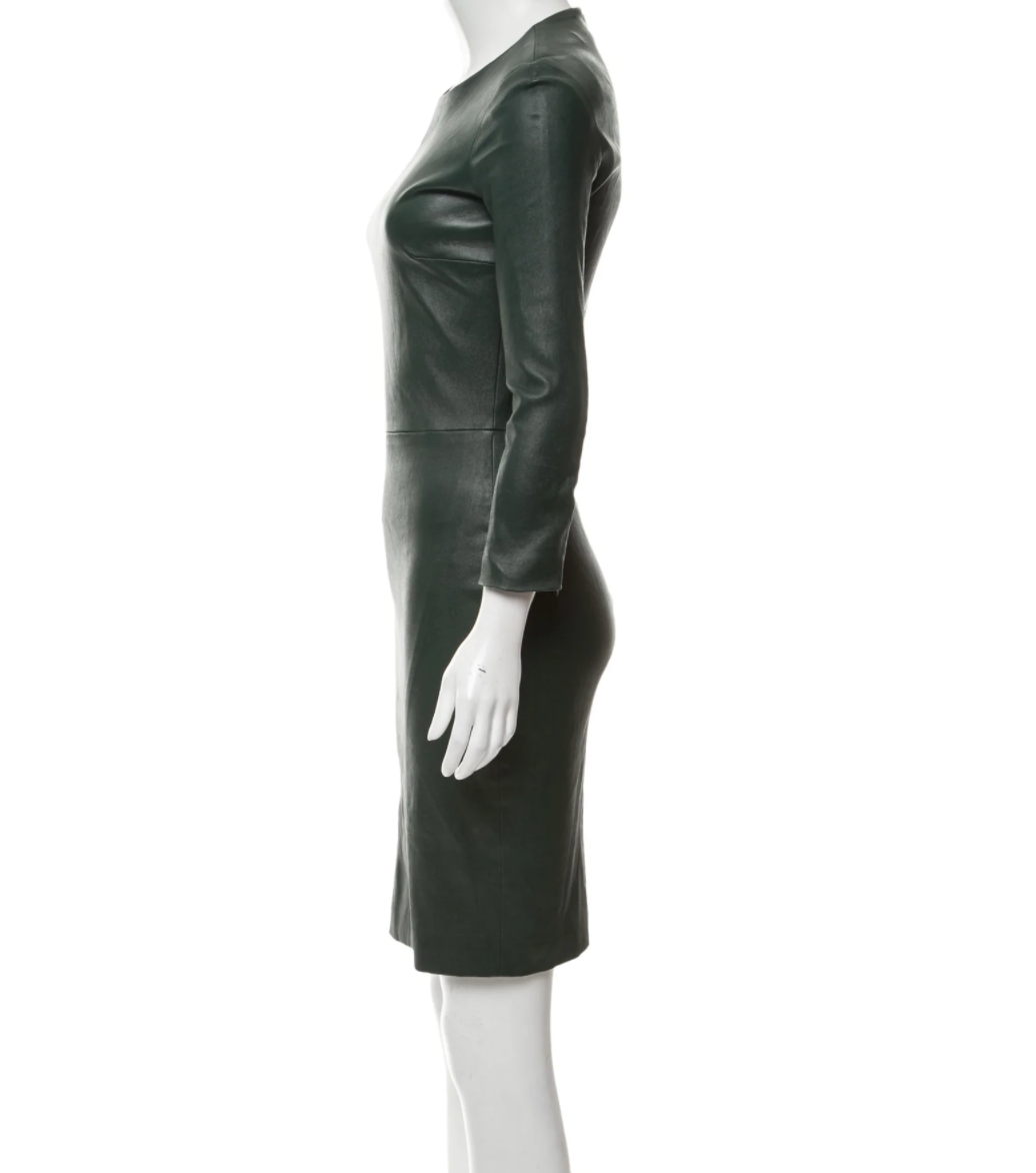 Green Leather Dress - 4