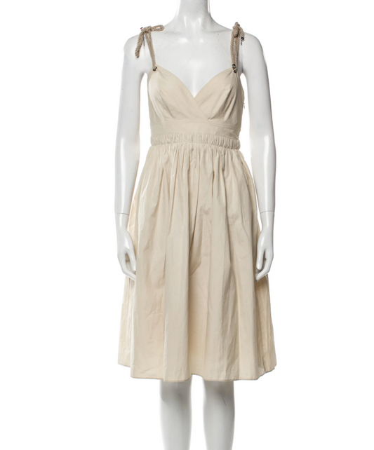 Beige Dress with Ropes Straps - M