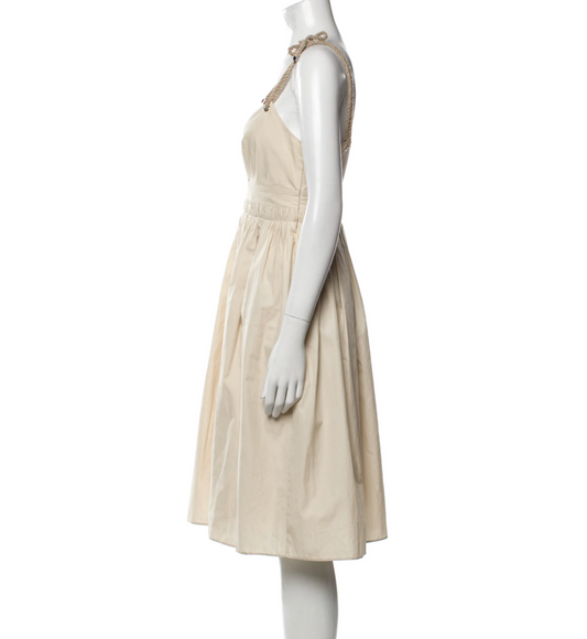 Beige Dress with Ropes Straps - M