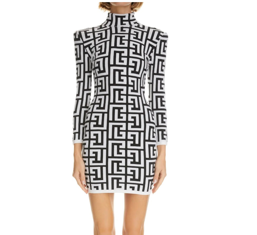 2022 Black & White Print Dress - XS