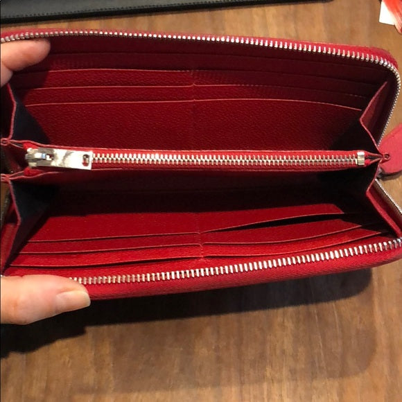 Red Leather Continental Wallet