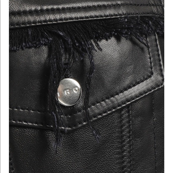 Oversized Black Leather Jacket - S/M