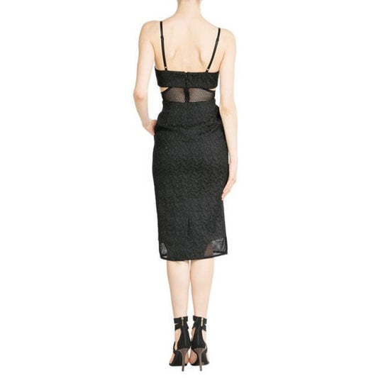 Black Mesh Cutout Dress - 2