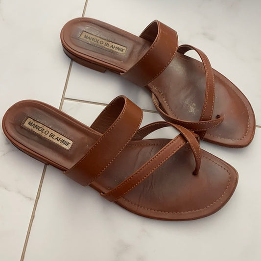 Brown Leather Sandals - 8