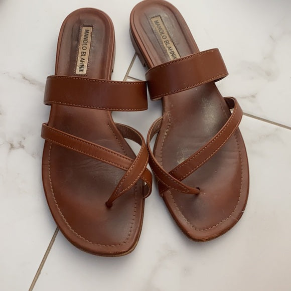 Brown Leather Sandals - 8