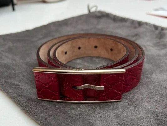 Red Logo Leather Belt