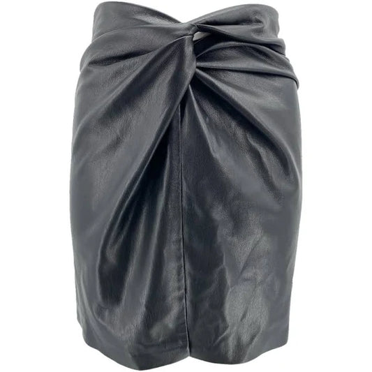 Black Faux Leather Skirt - S