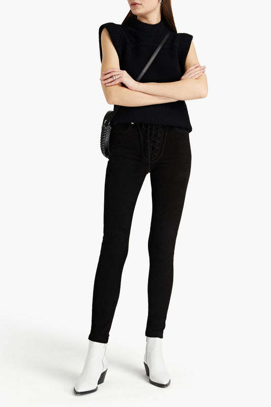 Black Suede Skinny Pants - US 4